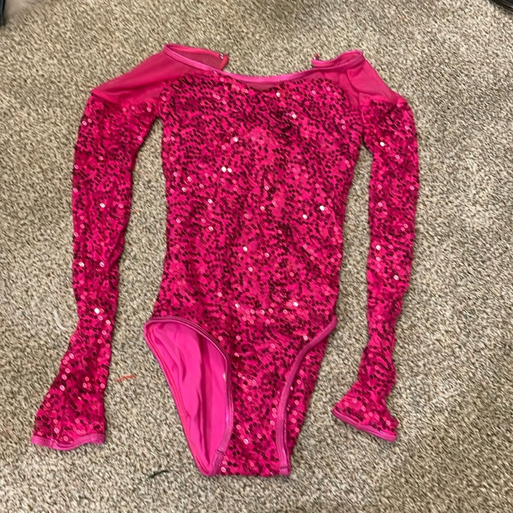 Balera pink sequin body suit size small adult